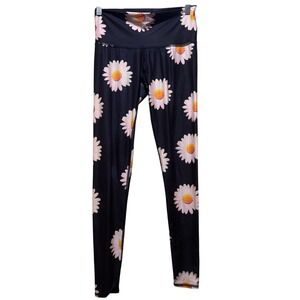 Teeki Daisy Yoga Leggings Black Small Eco Friendly Activewear Comfortable